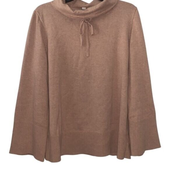 Loft Outlet Womens Cowl Neck Sweater Large 100% Cotton Beige Machine Washable Fa - Picture 1 of 11